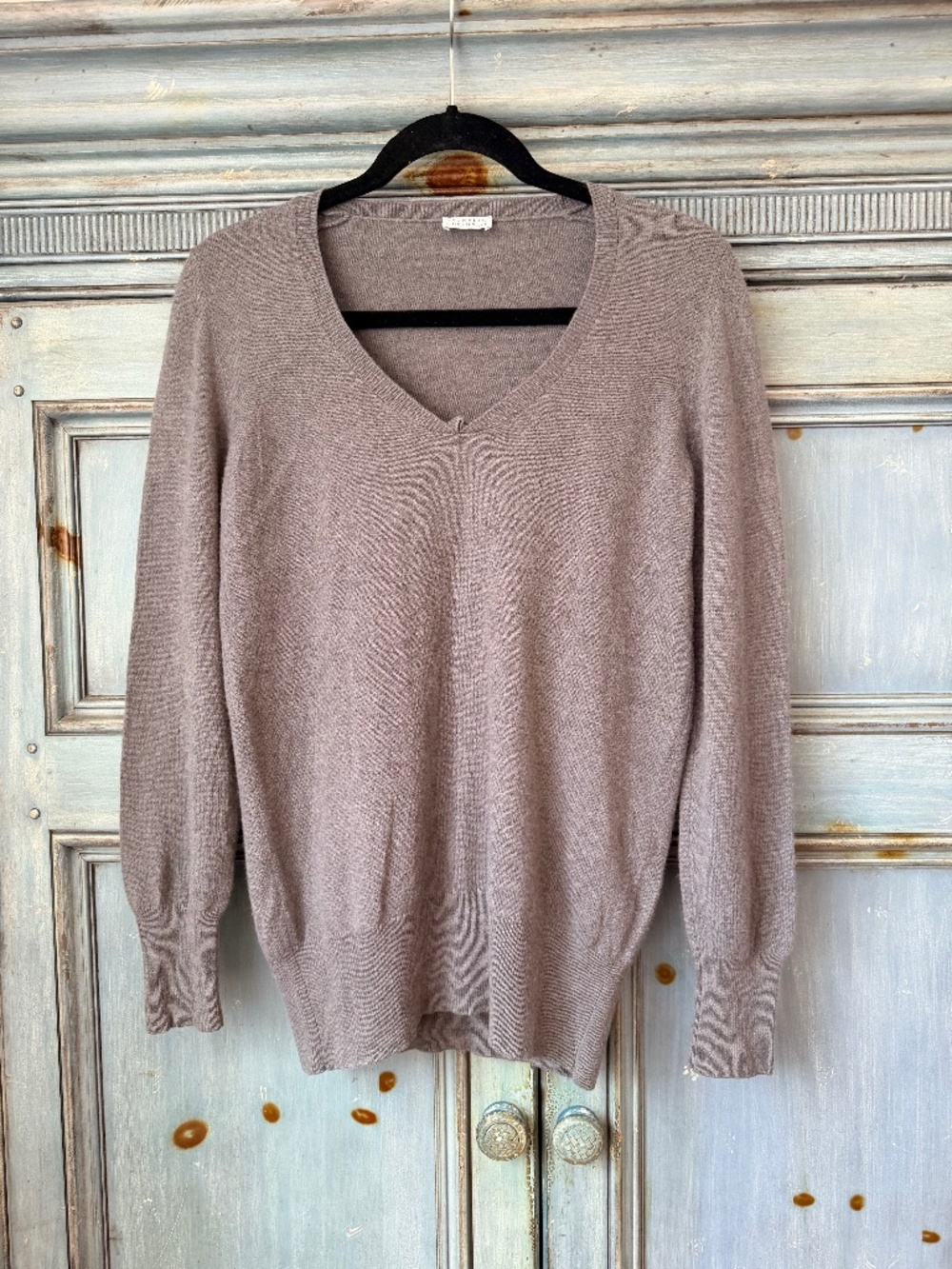Brunello Cucinelli Gray V Neck Gray Wool Blend Sweater Size XL Made in Italy